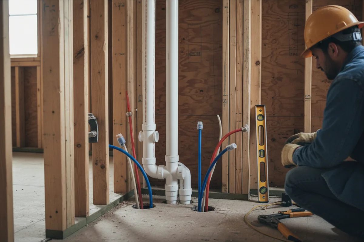 Drain and supply rough-in during Sump Pump Repair in Brea