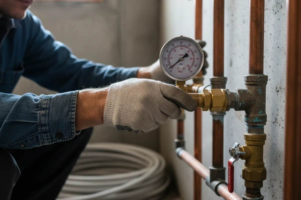 Pressure testing a repaired line during Water Line Repair in Brea